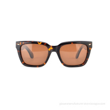 Trendy Unisex Full Rim Square Stripe Gray Tortoise Top Quality Acetate Sunglasses